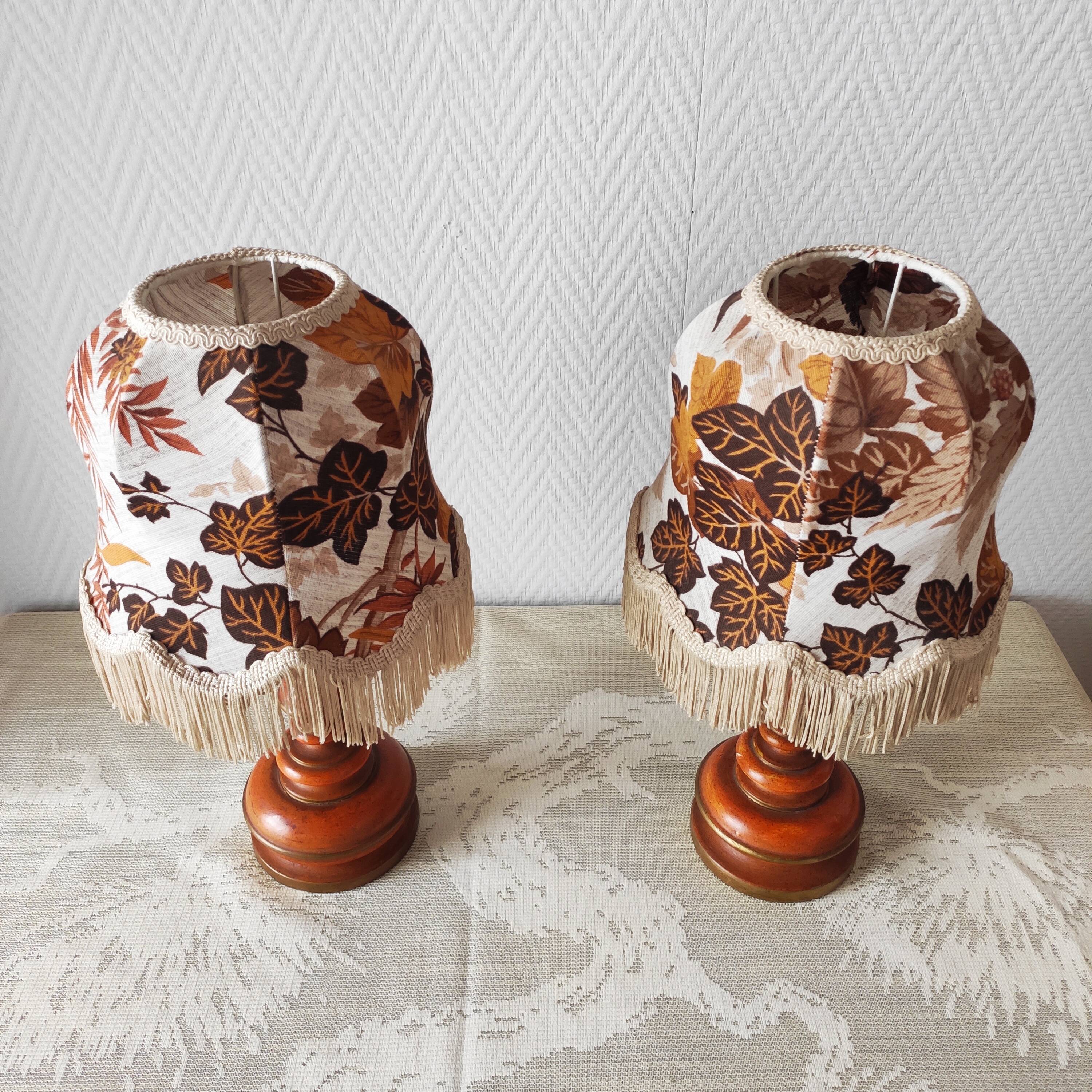 Paire de lampes vintage bois tourné