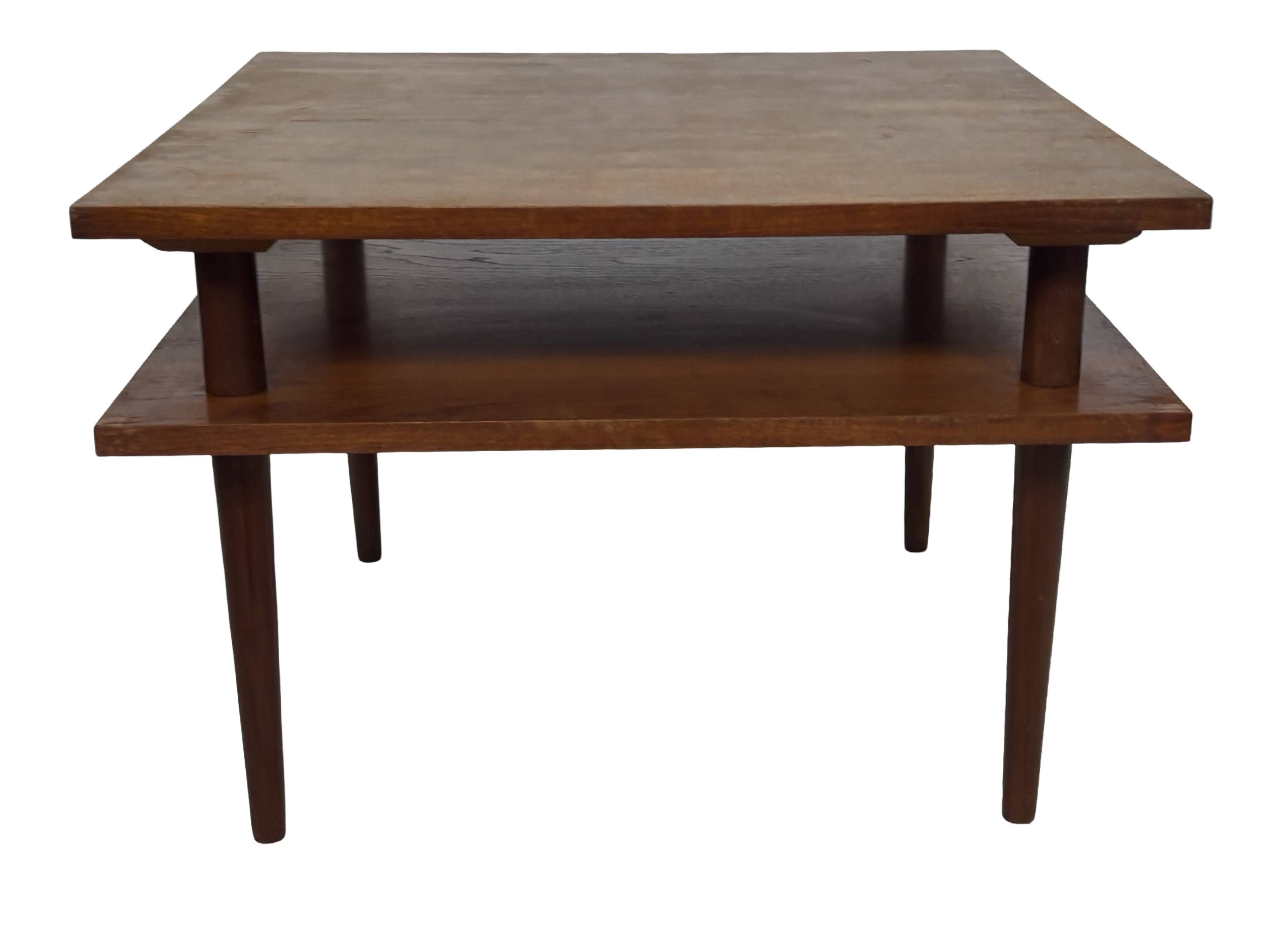 Vintage square coffee table in teak veneer, 1960s design