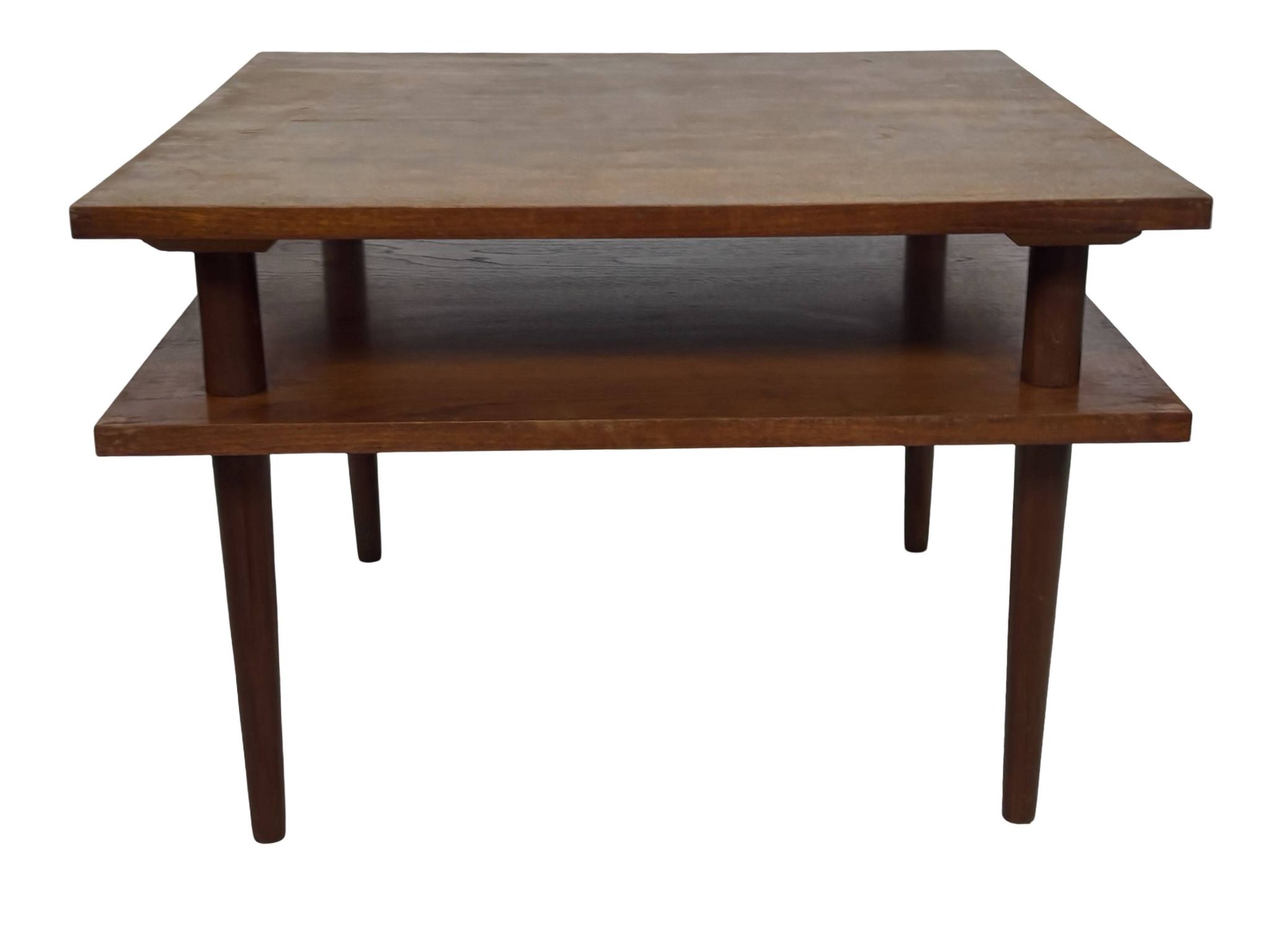Table basse carrée vintage en placage de teck, design des années 1960