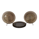 Set of 6 flat plates in smoked brown glass Vereco 70'S Vintage