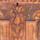 Richly carved solid oak chest from the 17th century