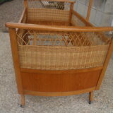 Child bed rattan wood 1960
