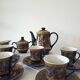 Service à café vintage D&S France – porcelaine bleue et or – 13 pièces