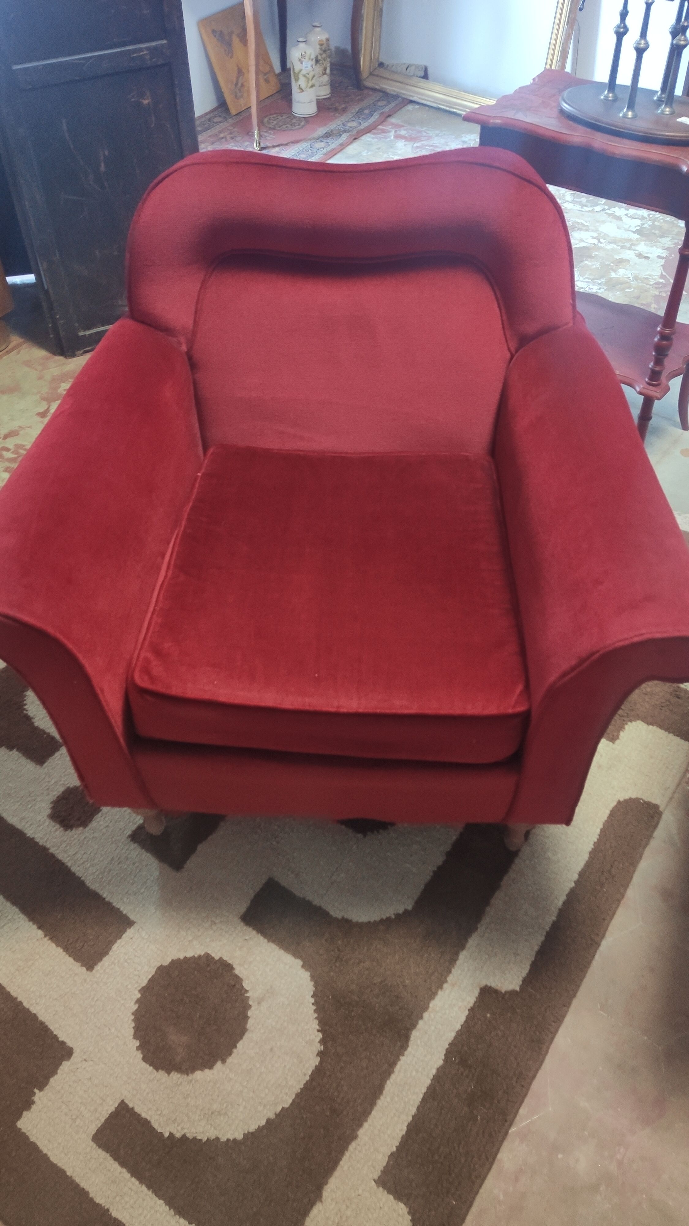 Pair of vintage red velvet armchairs