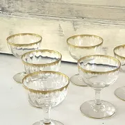 Liqueur Glasses, Vintage French Set of 6 – Gold Rimmed Stemware