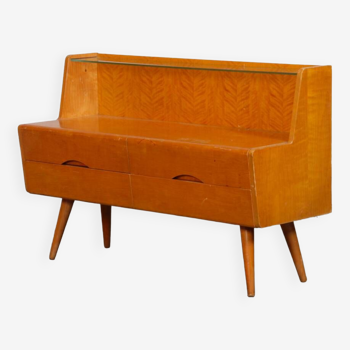 Rangement vintage en bois et verre, 1960