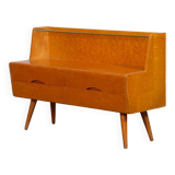 Vintage wood and glass storage, 1960