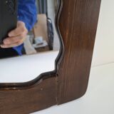 Czechoslovakian wall mirror with a wavy wooden frame, mid-century, 1940s