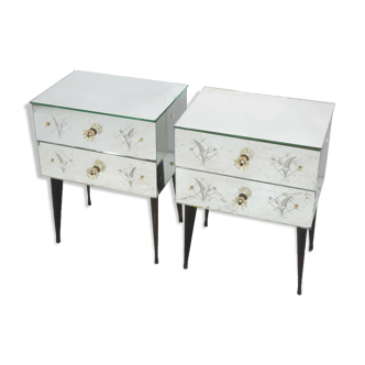 Pair of bedside mirrored 50