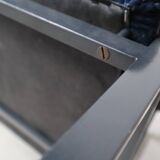 Pair of Postmodern armchairs in steel and mahogany, 1970s