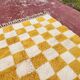 Beni Ouarain checkerboard rug 186x178 cm – Thick wool – Ochre chess pattern