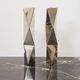 "Origami" pair of candlesticks in aluminium cast, 1970s