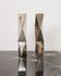 "Origami" pair of candlesticks in aluminium cast, 1970s