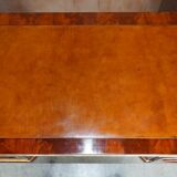 Restored antique Russian hardwood partner desk and leather armchair.