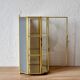 Petite vitrine octogonale vintage en verre transparent, verre miroir et laiton - présentoir à bijoux