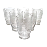 Series of 6 glasses cups 1920 in crystal engraved guilloché in pantogravure 9.2Ht