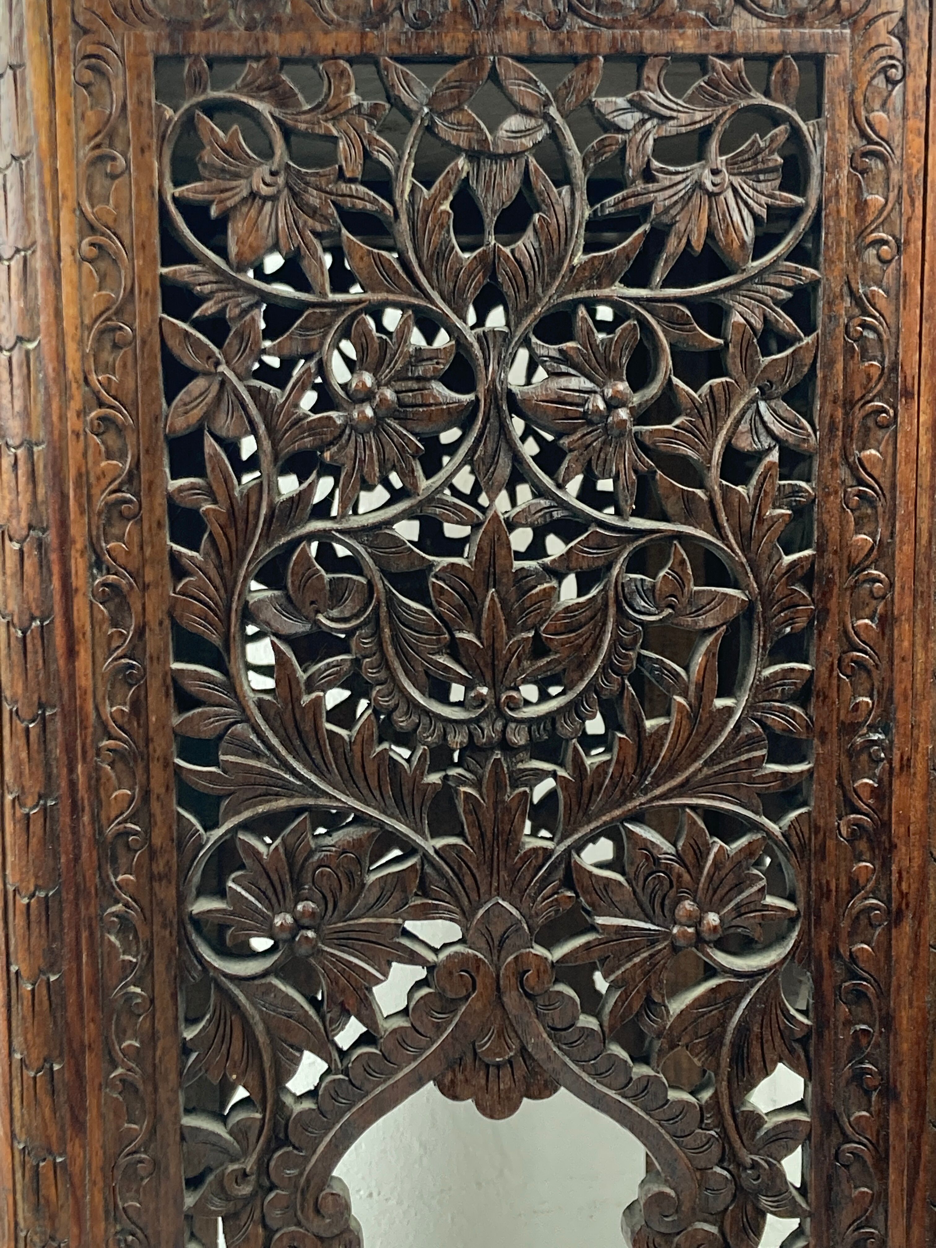 Antique 19th century burmese hand carved side or end table