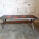 Vintage 70s coffee table in ceramic, chrome metal and wood, signed Adri