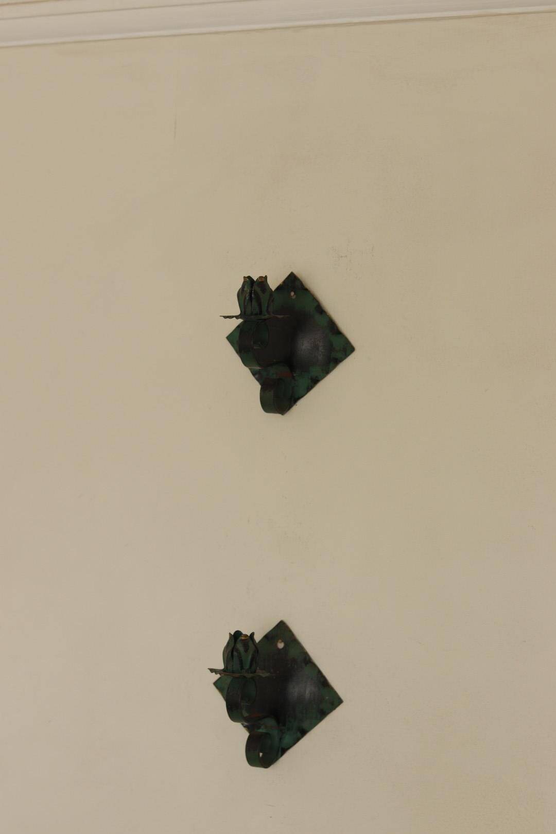 Vintage Swedish Wall Sconces in Patinated Greenish Brass