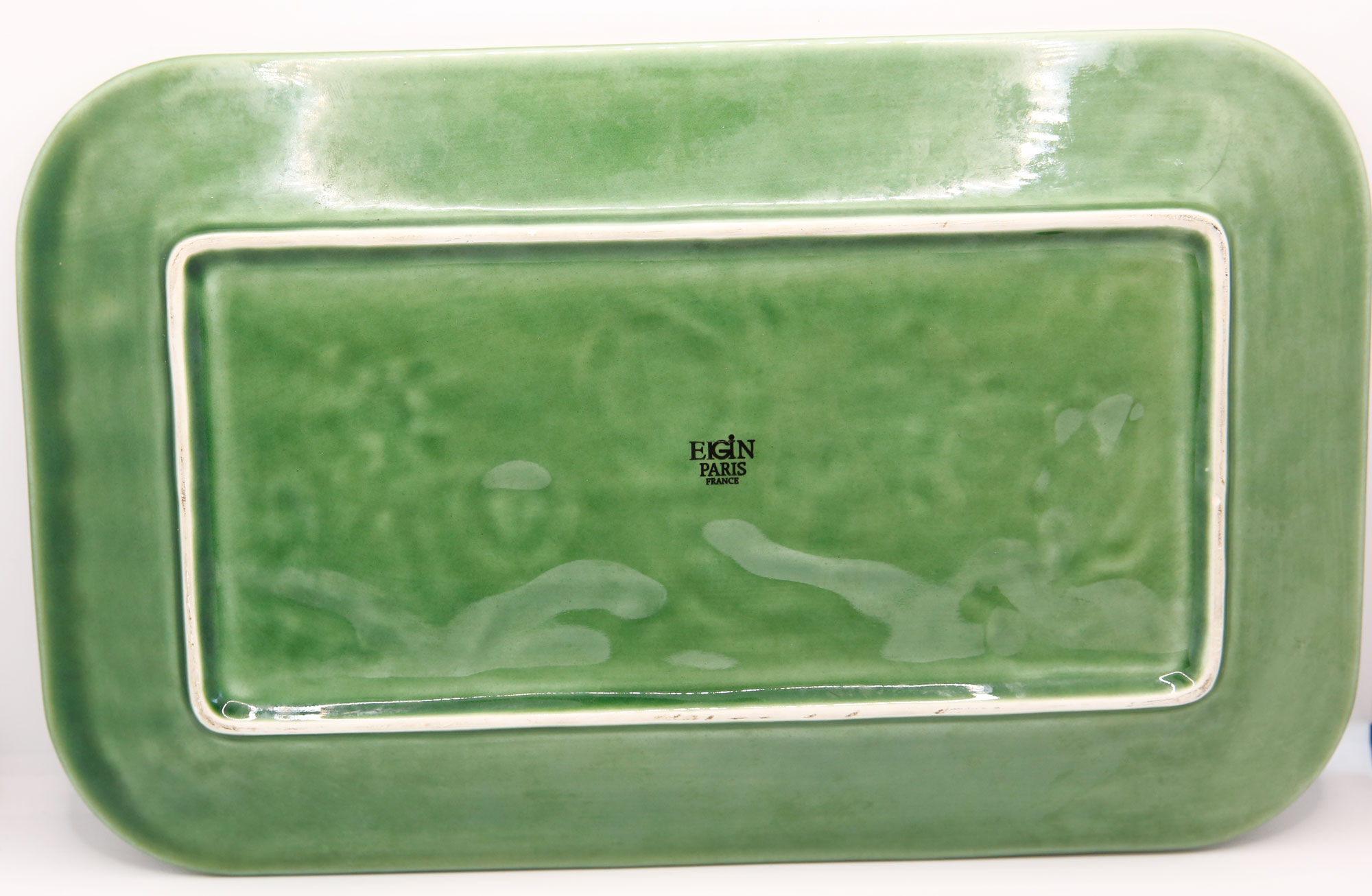 Rectangular dish in vintage lemon slip and made in France
