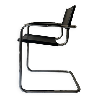 Black chrome tubular armrest chair, after Mart Stam - Breuer, 1970