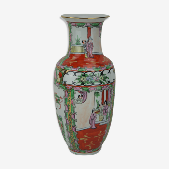 Porcelain vase with polychrome decoration - mid-20th century