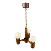 Vintage wooden chandelier with three lights