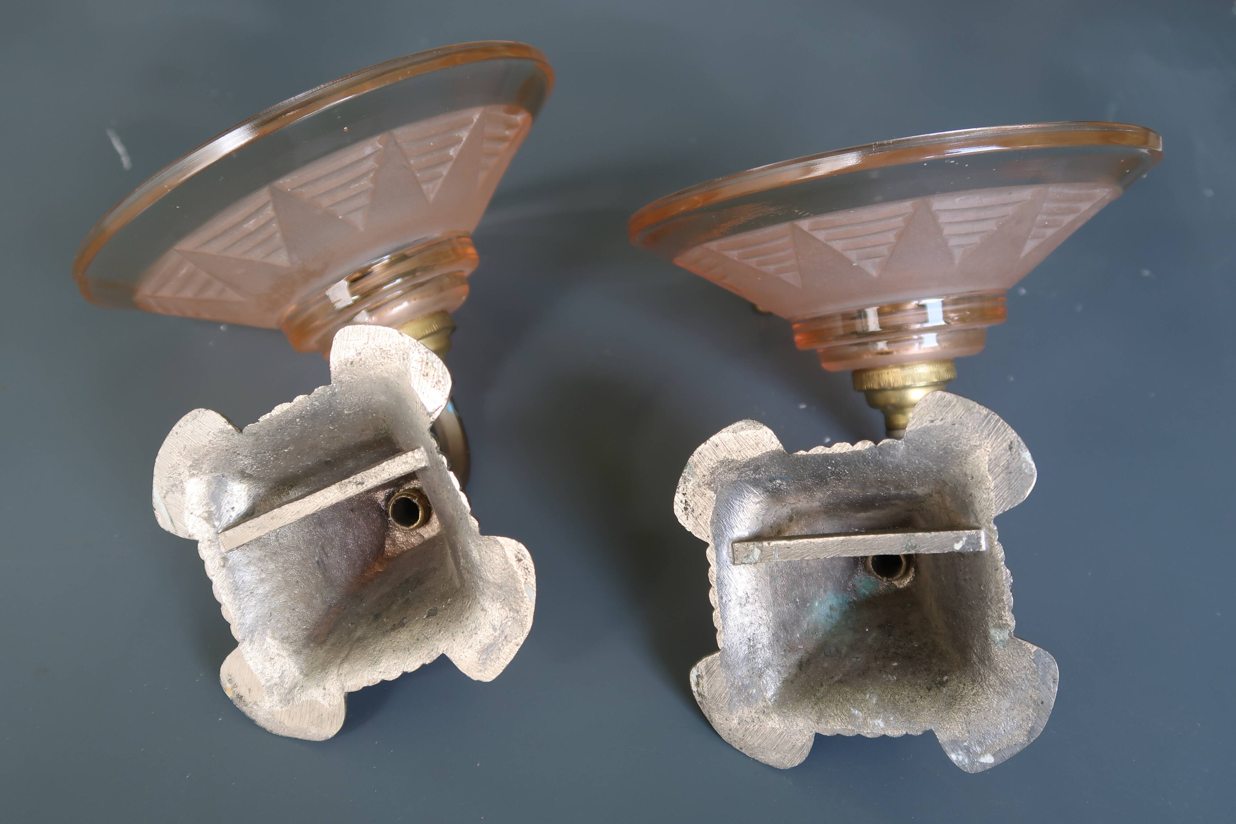 Pair of vintage Art Deco wall sconces from the 1930s.