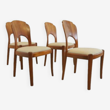 Set van 4 Deense eetkamerstoelen 'Nebel' in teak.