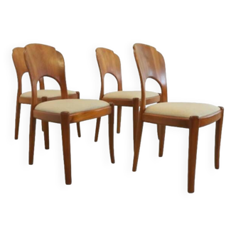 Set van 4 Deense eetkamerstoelen 'Nebel' in teak.