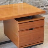 Mahogany veneer desk by Pierre Guariche for Minvielle, 1950s