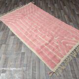 Handmade pure natural wool Berber rug in pink, size 150 x 250 cm.