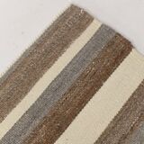 Contemporary Brown & Beige Striped Motifs Vintage Kilim Rug, 226x306Cm