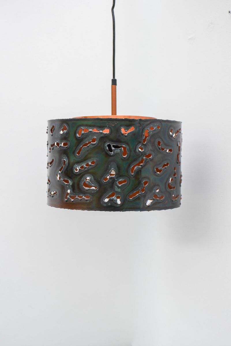 Brutalist copper pendant lamp from Boréns, 1970s