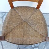Fauteuil ancien en bois et paille