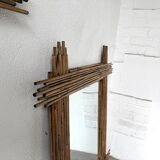 Pair of large vintage bamboo mirrors, 1970s