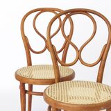 Pair Thonet Cafe-Chairs approx. 1880s - Bentwood, Cane seat weaving