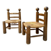 Paire de chaises brutalistes attribuées à Charles Dudouyt