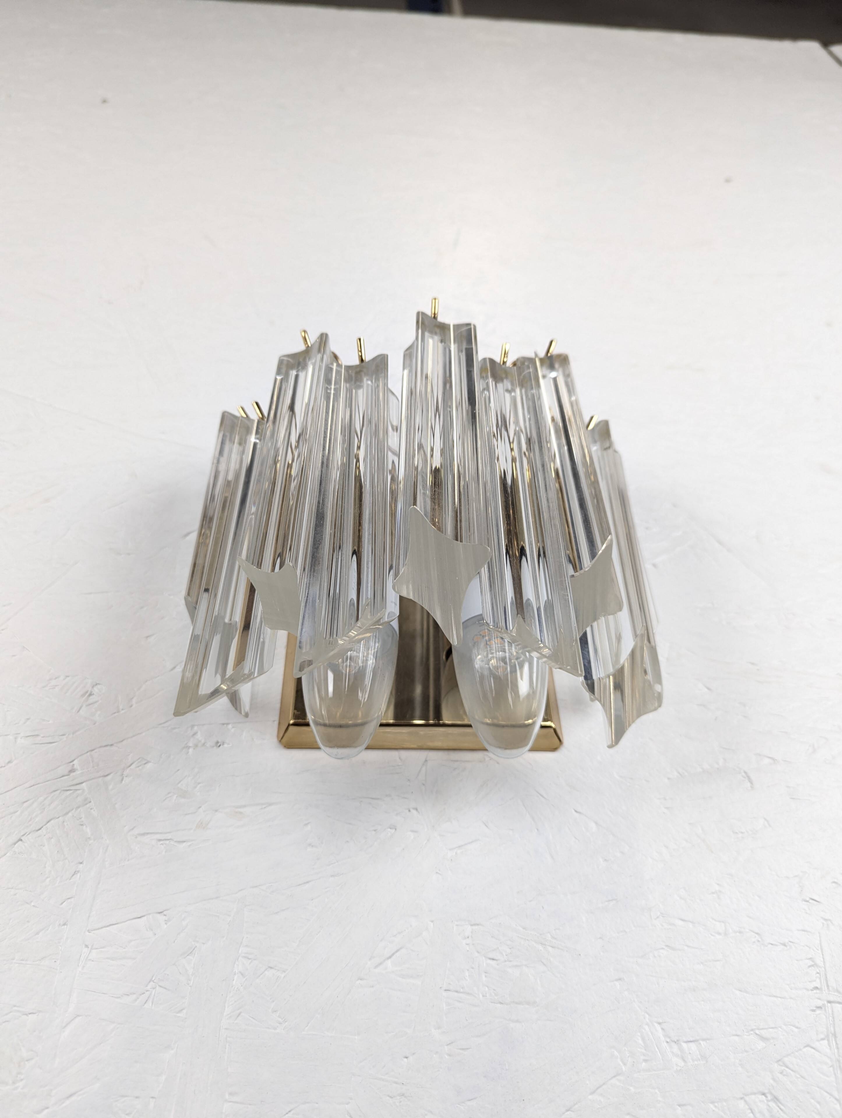 Brass and Murano wall light by Venini by Novaresi