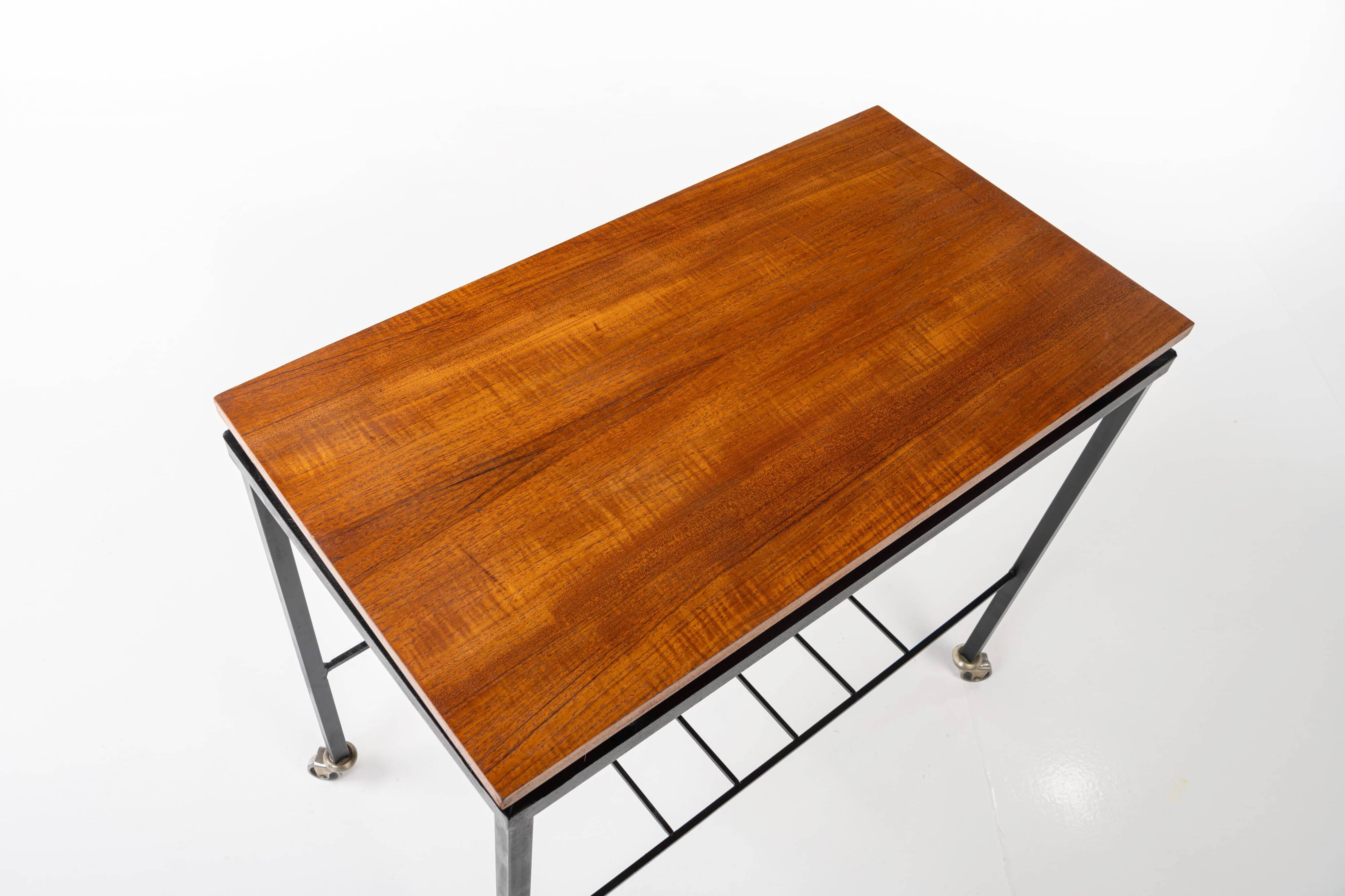 Desserte vintage en métal et teck