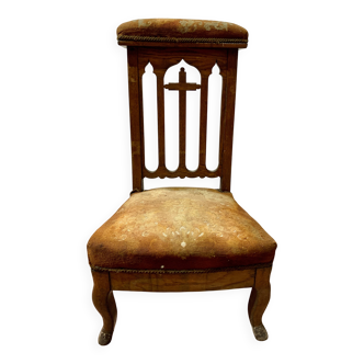 19th century solid oak prayer chair