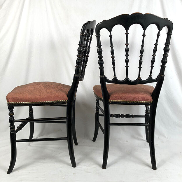 Pair of blackened wooden chairs Napoleon III era