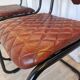 Set of 4 Vintage Quilted Leather Dining Chairs: Black Metal Base