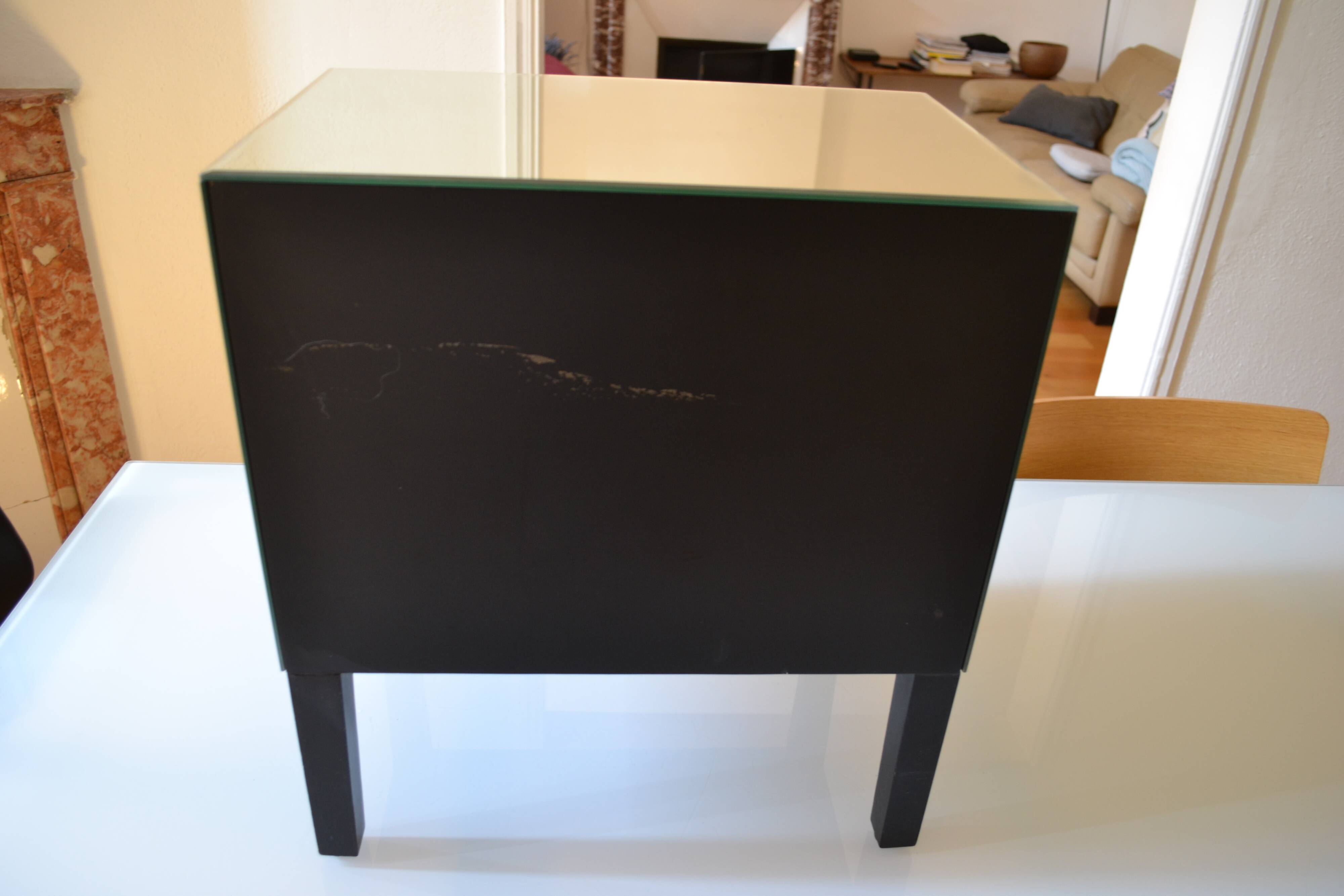 Hollywood Regency style beveled mirror bedside table