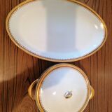 Oval serving dish and soup tureen in Limoges porcelain GDA ("Viviane")