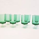 6 anciens verres à pied luminarc verts clairs h9,2 cm
