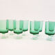 6 old luminarc foot glasses light green h9.2 cm