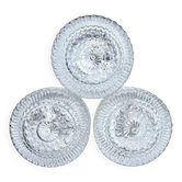 Set of three round wall/ceiling lights in moulded glass.