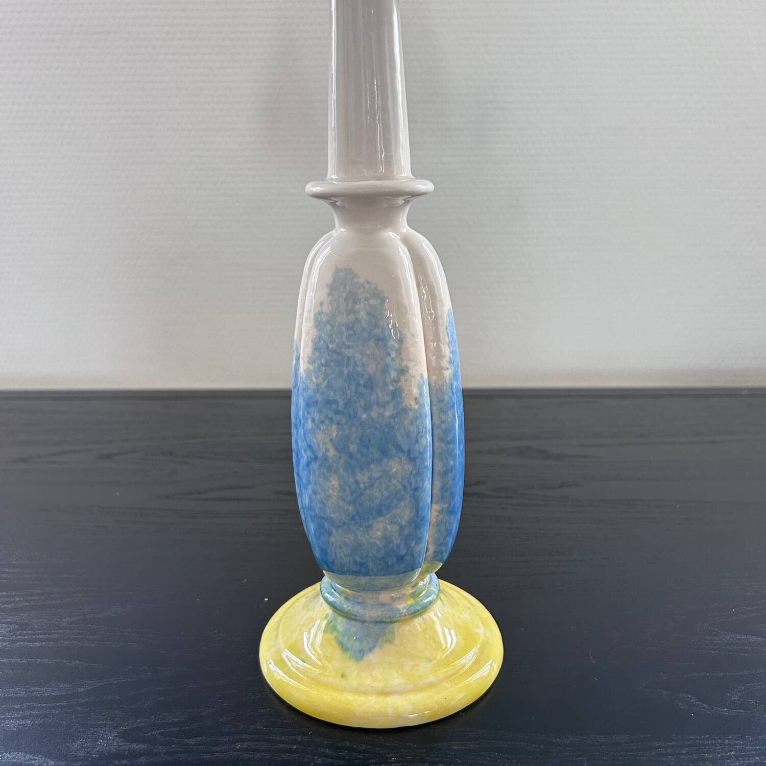 Yellow and blue ceramic lamp