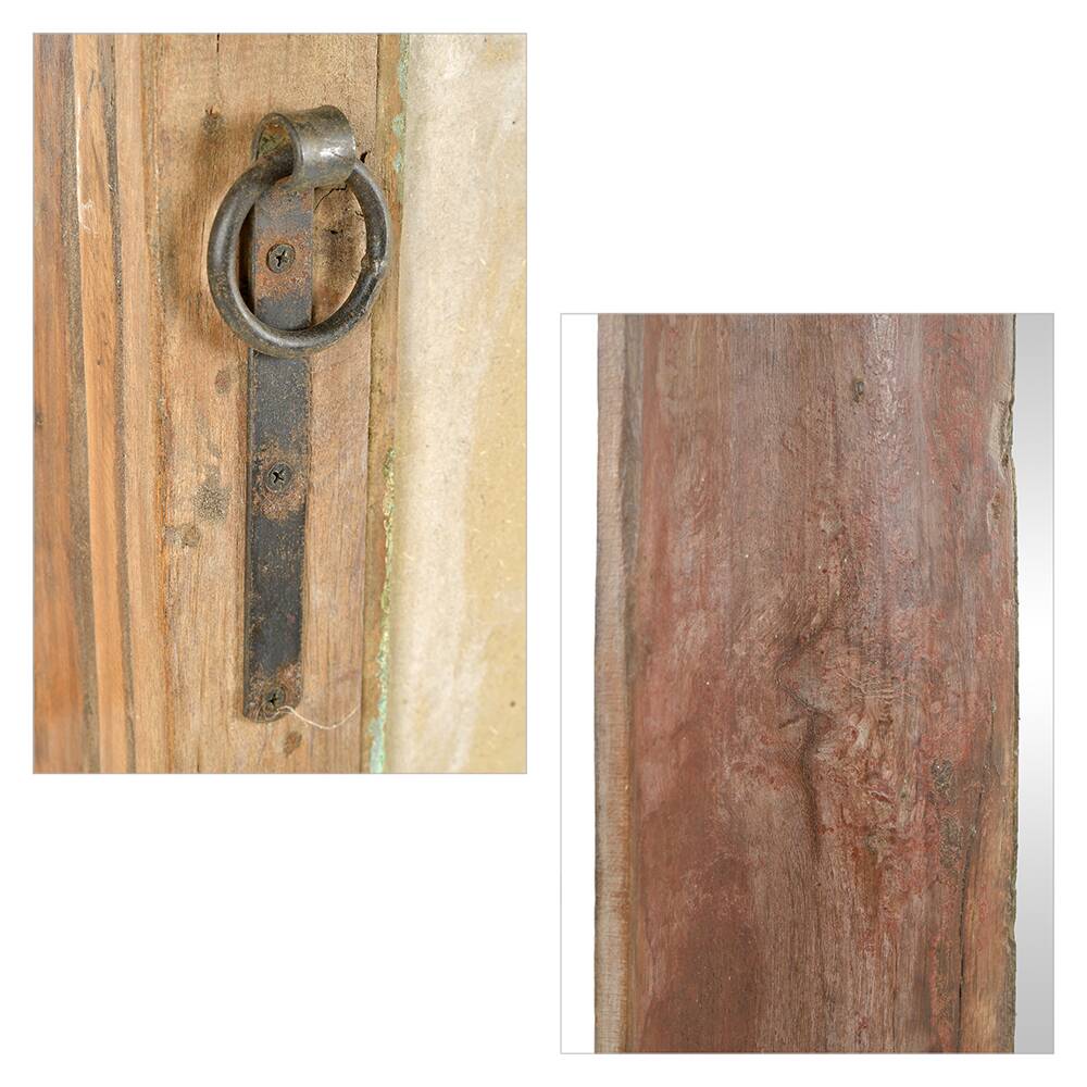 Large antique solid wood mirror (124 x 75 x 11cm)